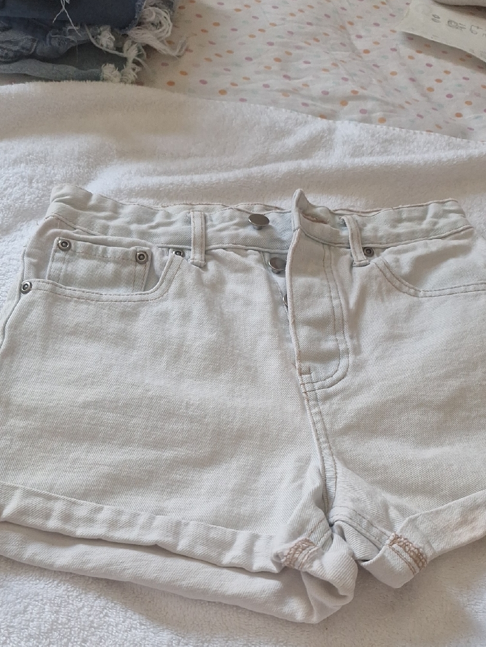 Forever 21 Light Beige Denim Jean Shorts